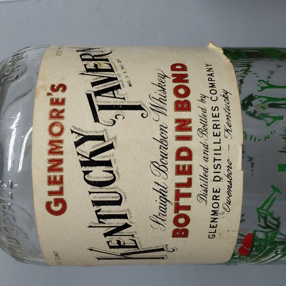 Vintage Kentucky Tavern Whiskey Bottle - Green and White - Picture 2 of 9